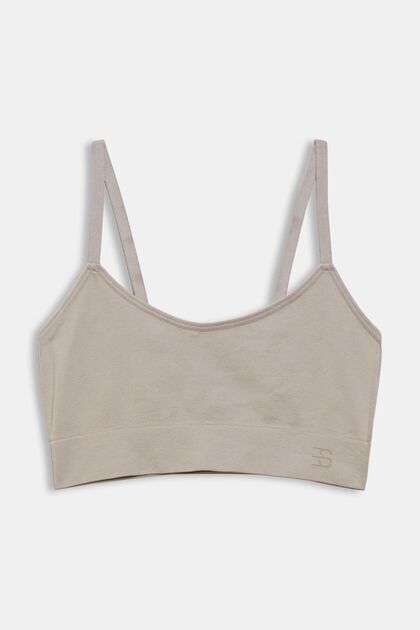 Recycled: unpadded, virtually seamless bra, LIGHT TAUPE, overview