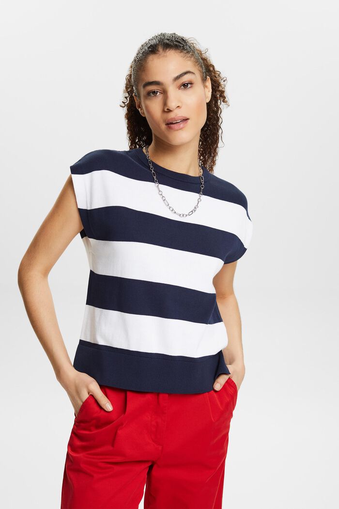 Striped Sleeveless Sweater, NAVY, detail image number 0