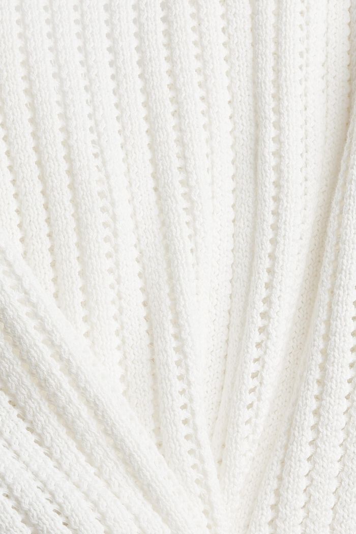 Openwork knit cardigan, organic cotton, OFF WHITE, detail image number 1