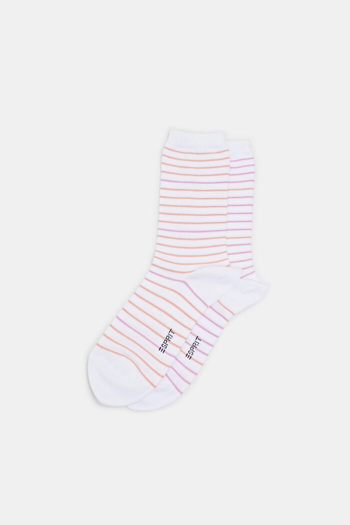 2-pack of striped socks, organic cotton, WHITE/ROSE, detail image number 0