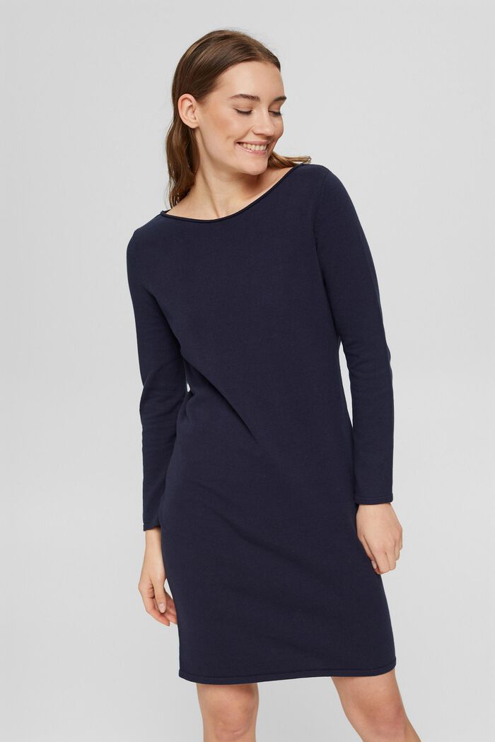 Basic knitted dress in blended cotton