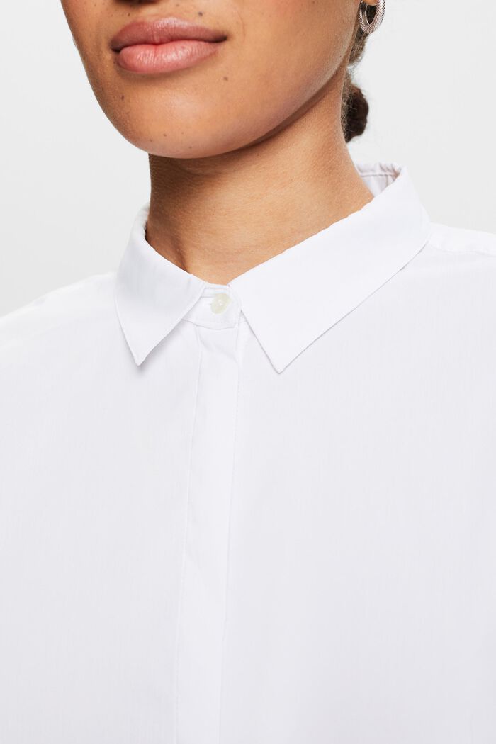 Poplin Shirt Blouse, WHITE, detail image number 3