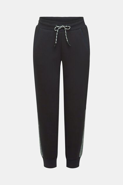 Joggers with herringbone inserts, BLACK, overview