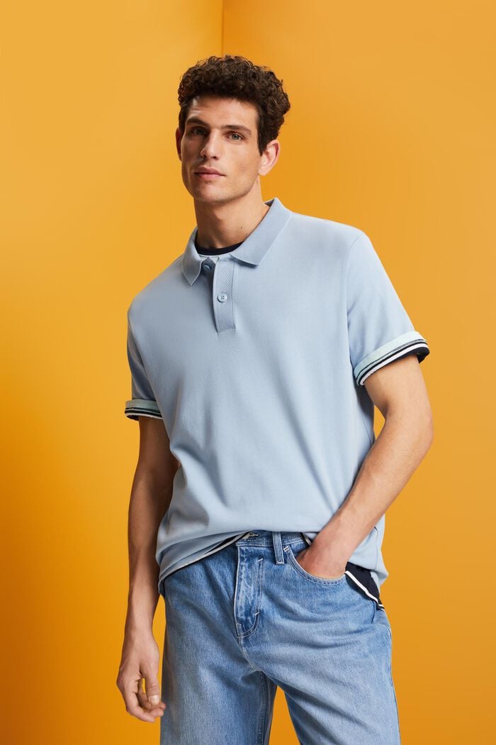 Pima cotton polo shirt, LIGHT BLUE LAVENDER, detail image number 0