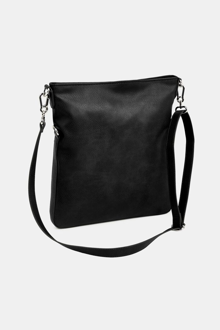 Faux Leather Flapover Shoulder Bag, BLACK, detail image number 4