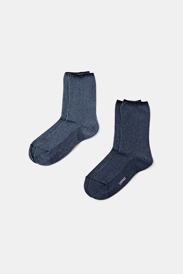 2-Pack Striped Chunky Knit Socks, BLUE, detail image number 0