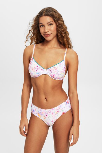 Underwired bikini top with floral print