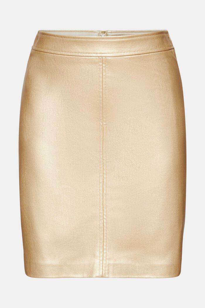 Shiny faux-leather mini skirt, GOLD, detail image number 8