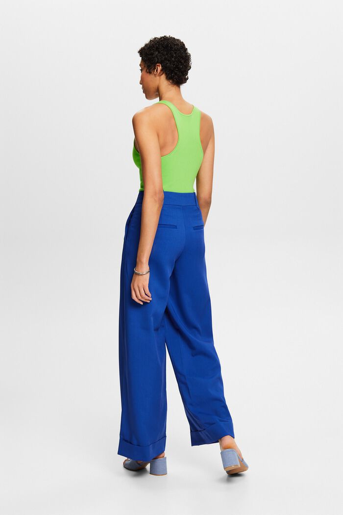 Twill Wide Leg Pants, BRIGHT BLUE, detail image number 3