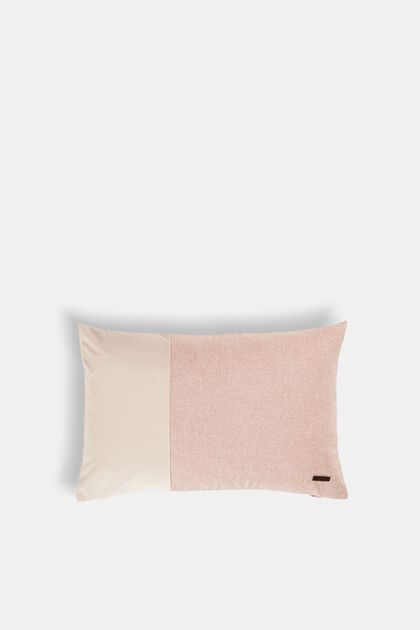 Mixed material cushion cover with micro-velvet, ROSE, overview