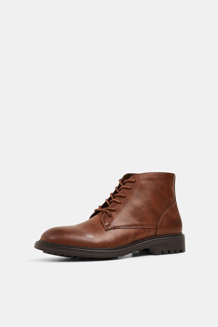 Lace-up boots in faux leather, CARAMEL, detail image number 1