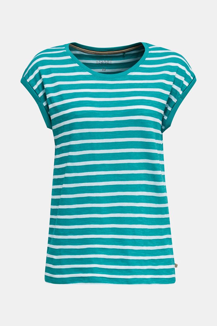 Slub top with ribbed trims, TEAL GREEN, detail image number 0