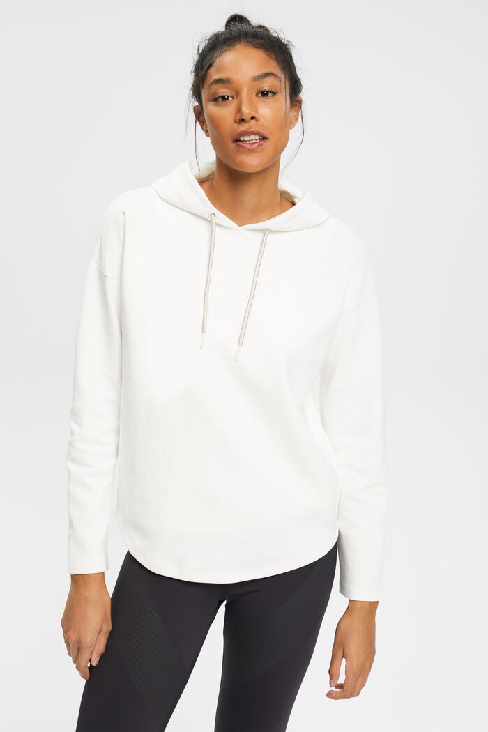 Sweatshirt hoodie, organic cotton blend, OFF WHITE, detail image number 0