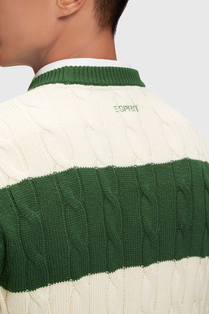 Striped cable knit sweater, OFF WHITE, detail image number 3