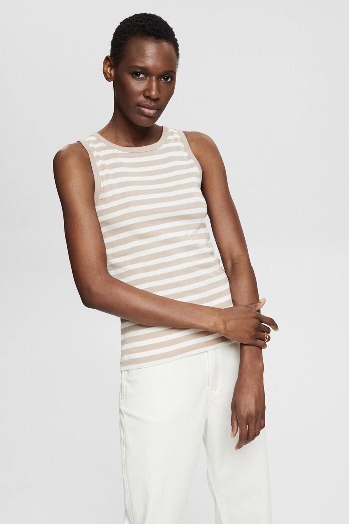 Sleeveless top with striped pattern, LIGHT TAUPE, detail image number 6