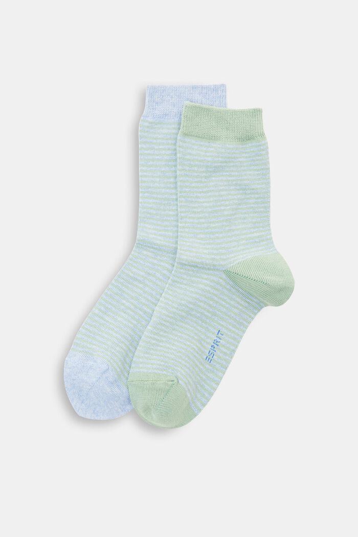 Double pack of striped socks, organic cotton, GREEN, detail image number 0