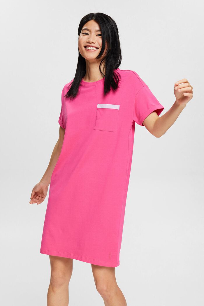 Nightshirt with a breast pocket, PINK FUCHSIA, detail image number 0
