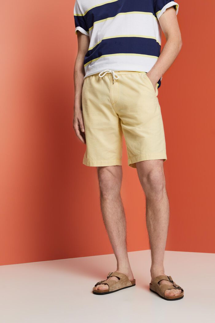 Pull-on twill shorts, 100% cotton, DUSTY YELLOW, detail image number 0
