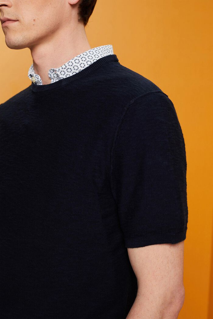 Short-sleeve jumper, cotton-linen blend, NAVY, detail image number 2