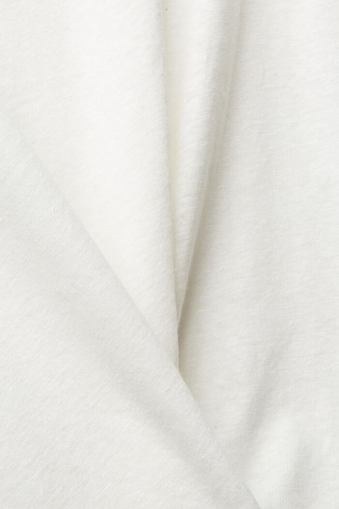 CURVY basic T-shirt in blended linen, OFF WHITE, detail image number 4