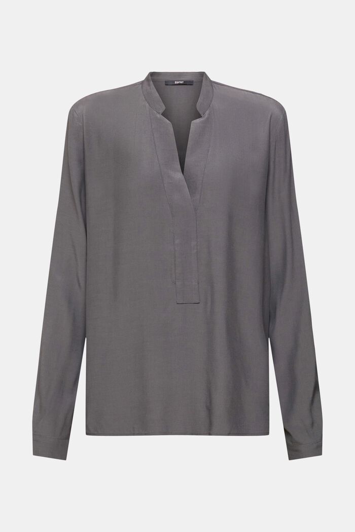V-neck blouse, LENZING™ ECOVERO™, ANTHRACITE, detail image number 2