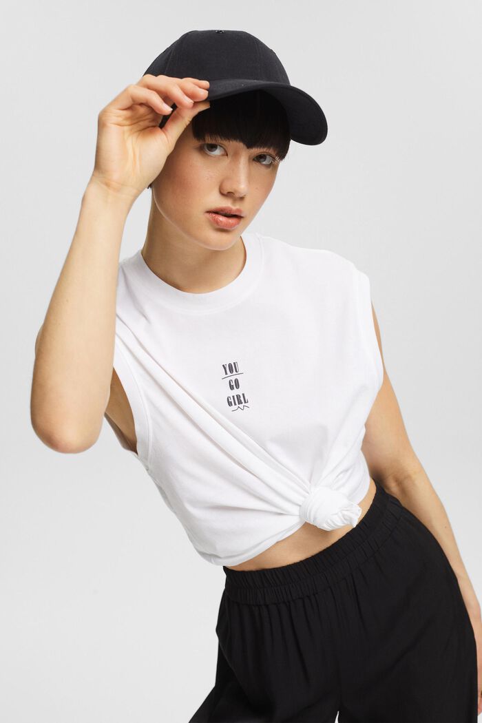 Sleeveless top with printed lettering