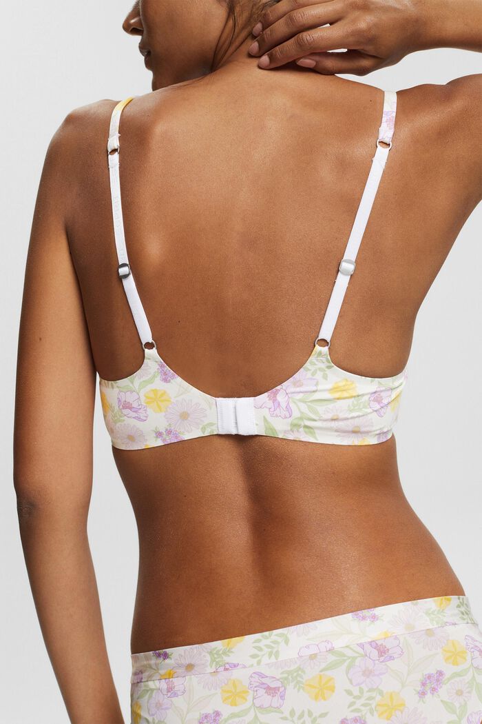 Made of recycled material: underwire bra with a floral print, OFF WHITE, detail image number 3