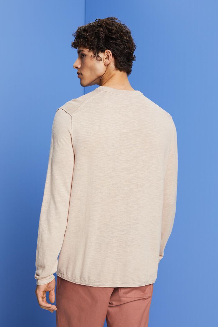 Crewneck jumper, cotton-linen blend, LIGHT BEIGE, detail image number 3