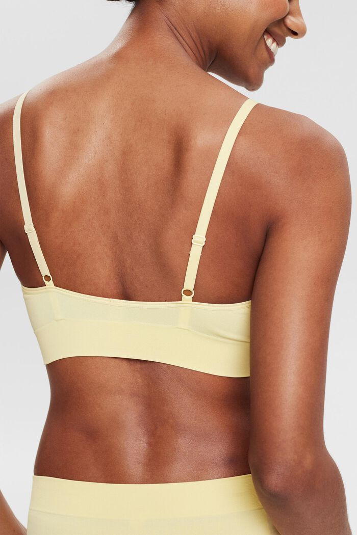 Recycled: unpadded, virtually seamless bra, LIGHT YELLOW, detail image number 3