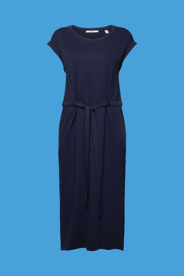 Jersey midi dress with a tie belt, NAVY, detail image number 6