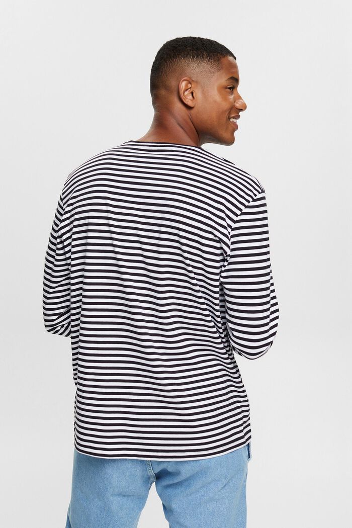 Long sleeve top with a striped pattern, BLACK, detail image number 3
