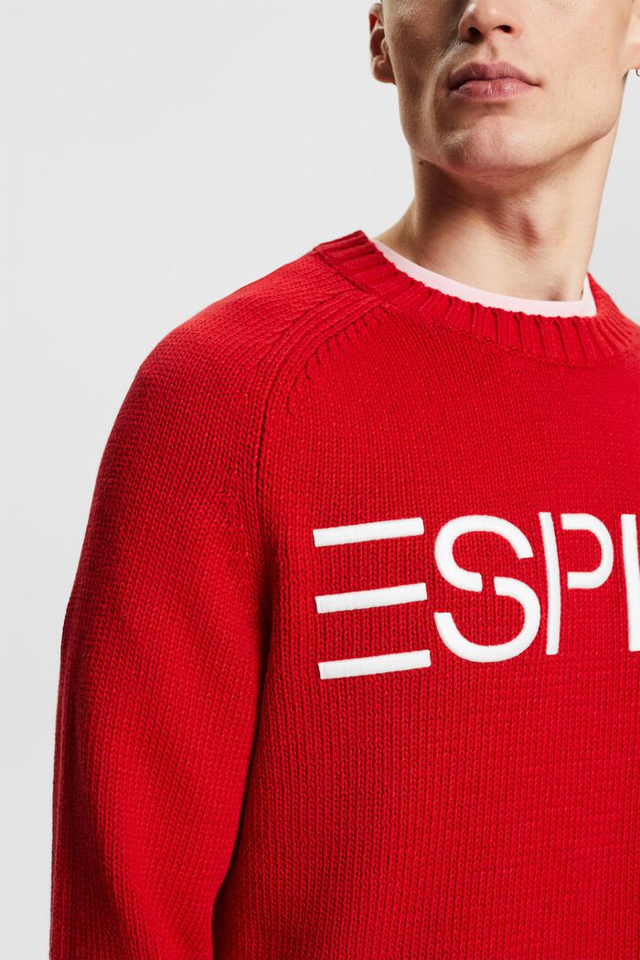 Logo Chunky Knit Sweater, DARK RED, detail image number 3