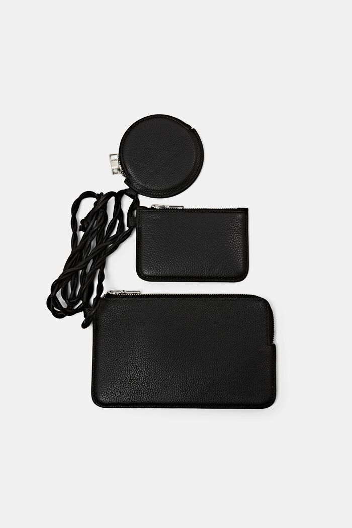 Leather multi-pouch purse, BLACK, detail image number 0