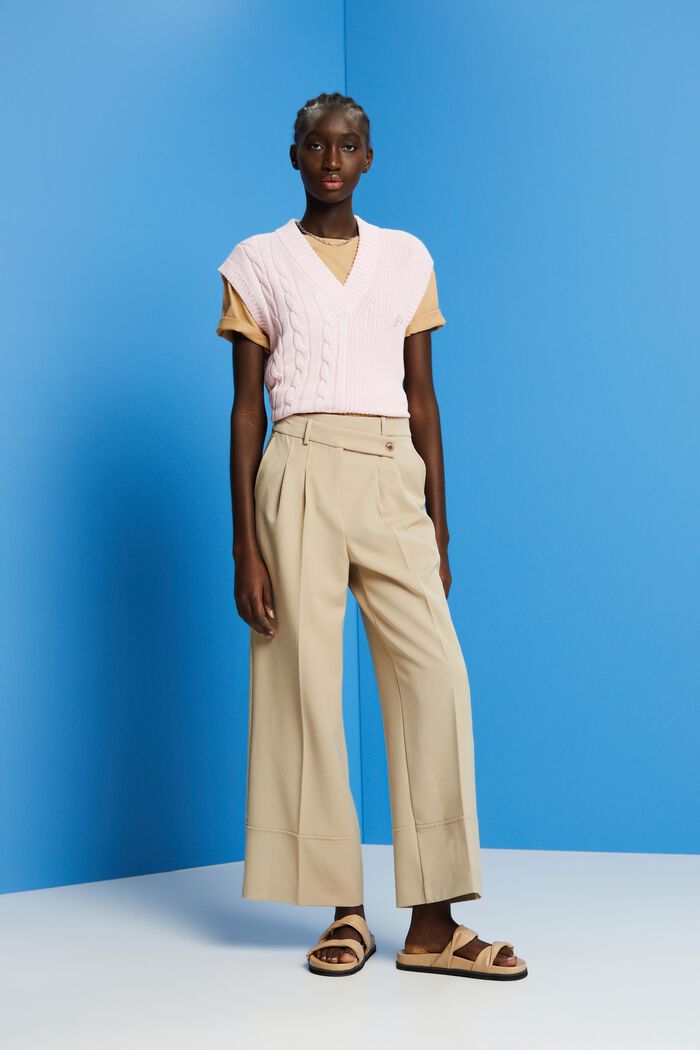Culotte trousers with blended viscose, SAND, detail image number 1