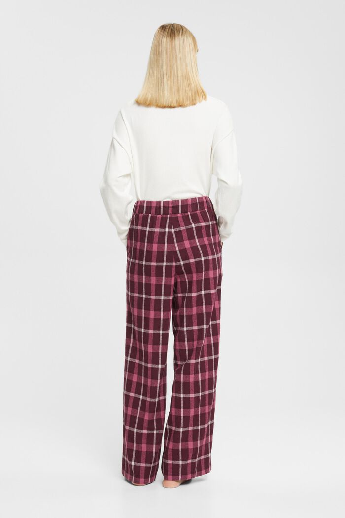 Checked pyjama bottoms in cotton flannel, BORDEAUX RED, detail image number 3