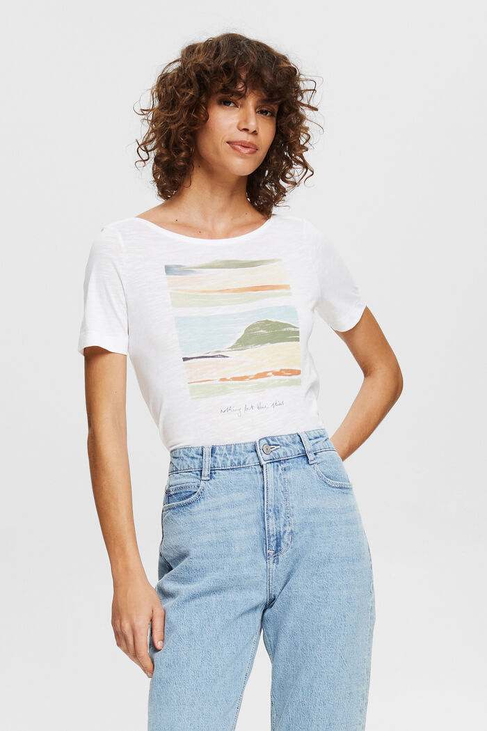 T-shirt with a bateau neckline and a print