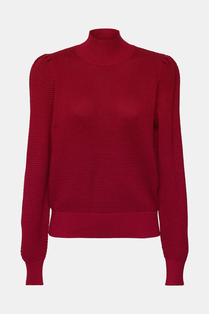Textured mock neck jumper, cotton blend, CHERRY RED, detail image number 2