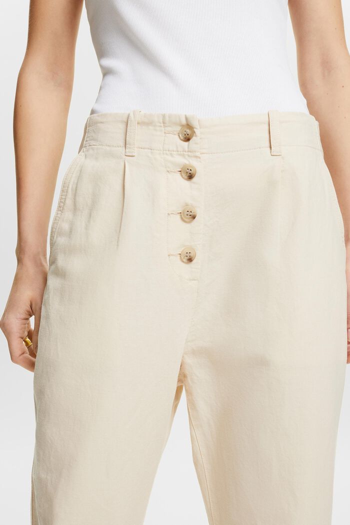 Cotton-Linen Button Fly Pants, CREAM BEIGE, detail image number 4
