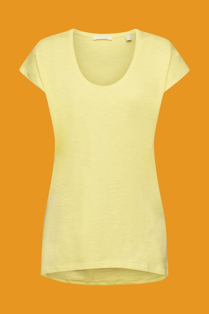 U-neck cotton t-shirt, LIGHT YELLOW, detail image number 6