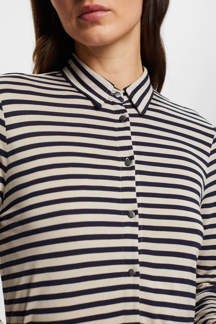 Striped long-sleeved top with buttons, LIGHT TAUPE, detail image number 2
