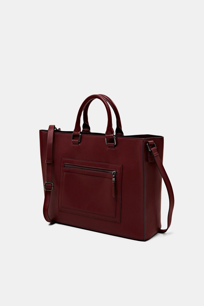Faux leather tote bag, GARNET RED, detail image number 2