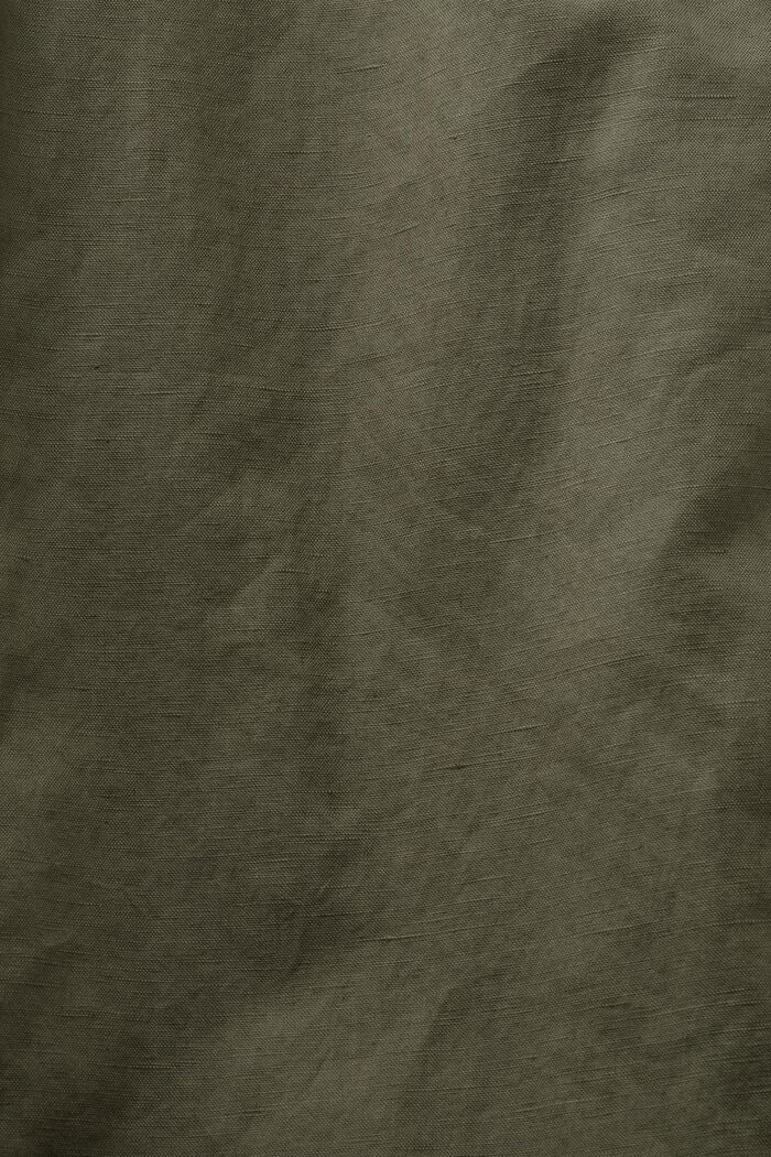 Cotton-Linen Cropped Culotte, DARK KHAKI, detail image number 6