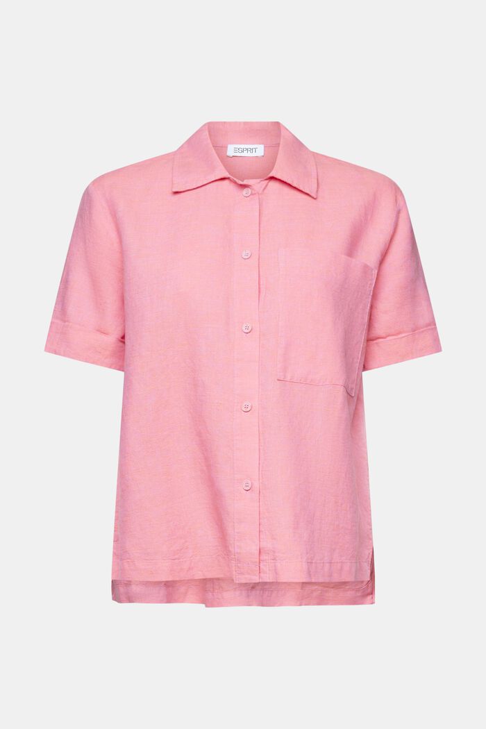 Cotton-Linen Shirt Blouse, RED ORANGE, detail image number 5