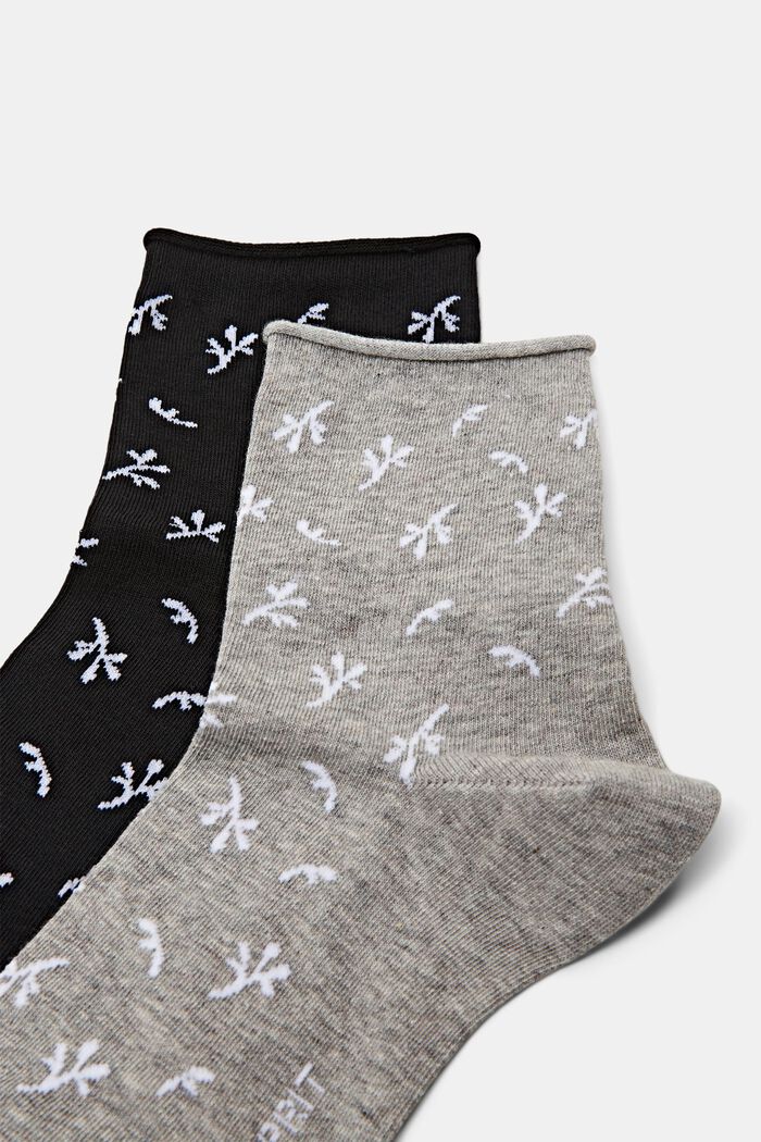 2-Pack Printed Cotton Socks, GREY/BLACK, detail image number 2