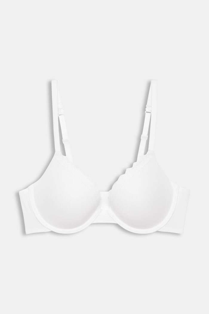 Recycled: push-up bra with lace, WHITE, detail image number 1