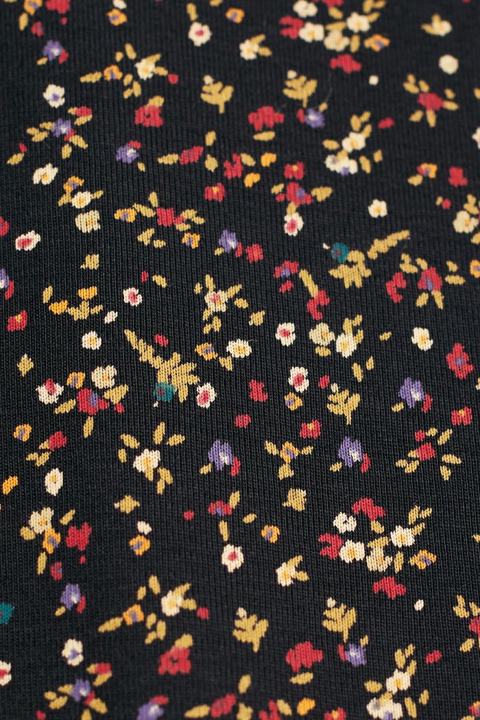 Floral long-sleeved top, BLACK, detail image number 5