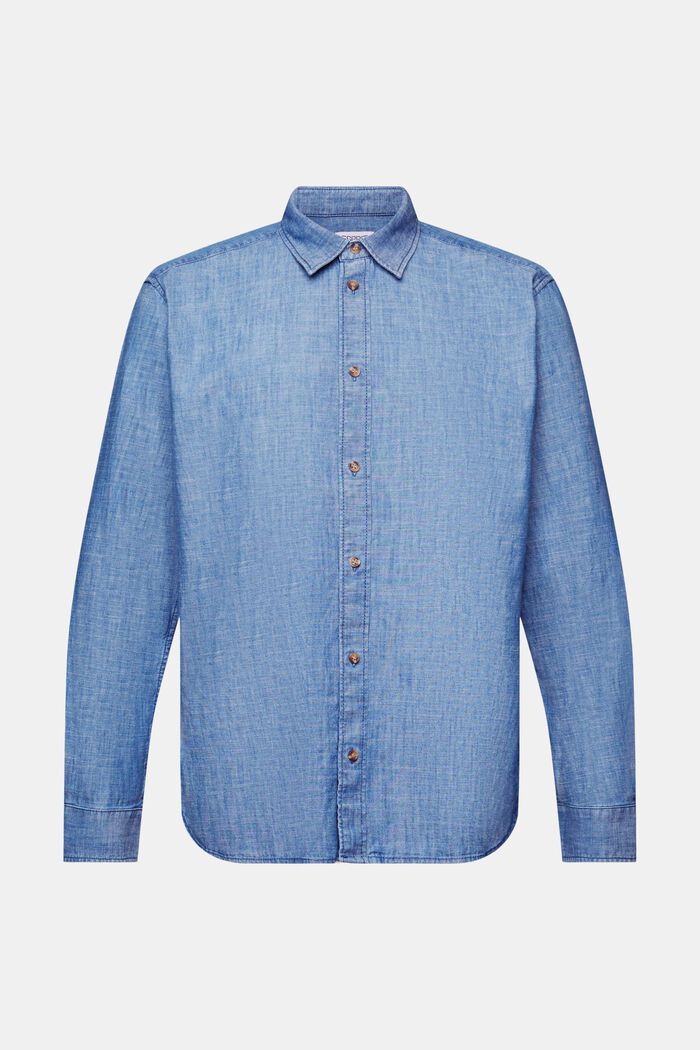 Chambray Button-Down Shirt, BLUE MEDIUM WASHED, detail image number 7