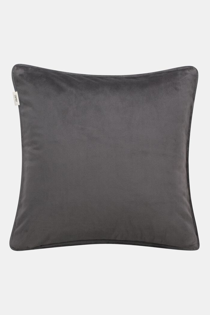 Velvet cushion cover with embroidery, GREY, detail image number 2