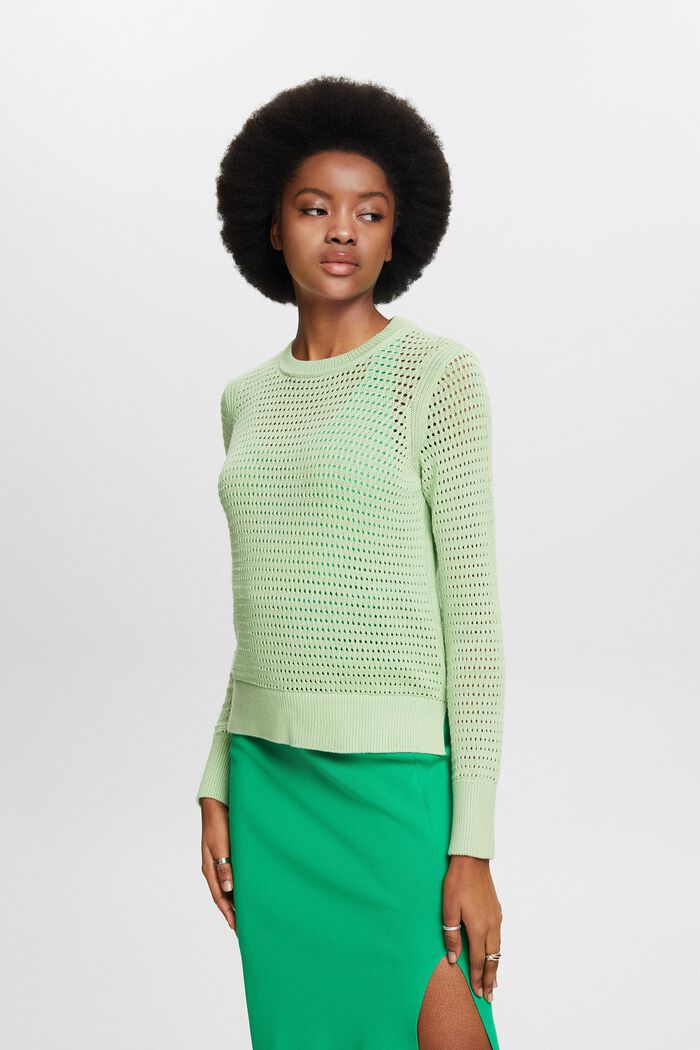 Mesh Sweater, LIGHT GREEN, detail image number 0