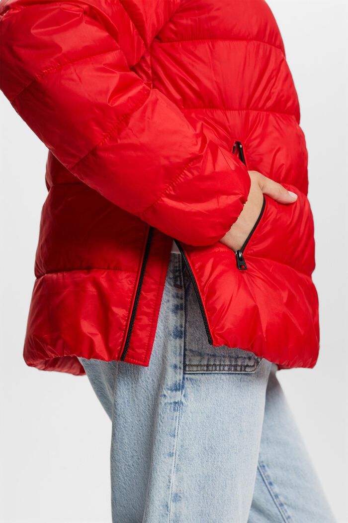 Recycled: puffer jacket with a hood, RED, detail image number 2
